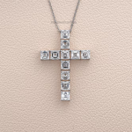 Asscher Cut Lab Grown Diamond Cross Pendant