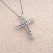 Asscher Cut Lab Grown Diamond Cross Pendant