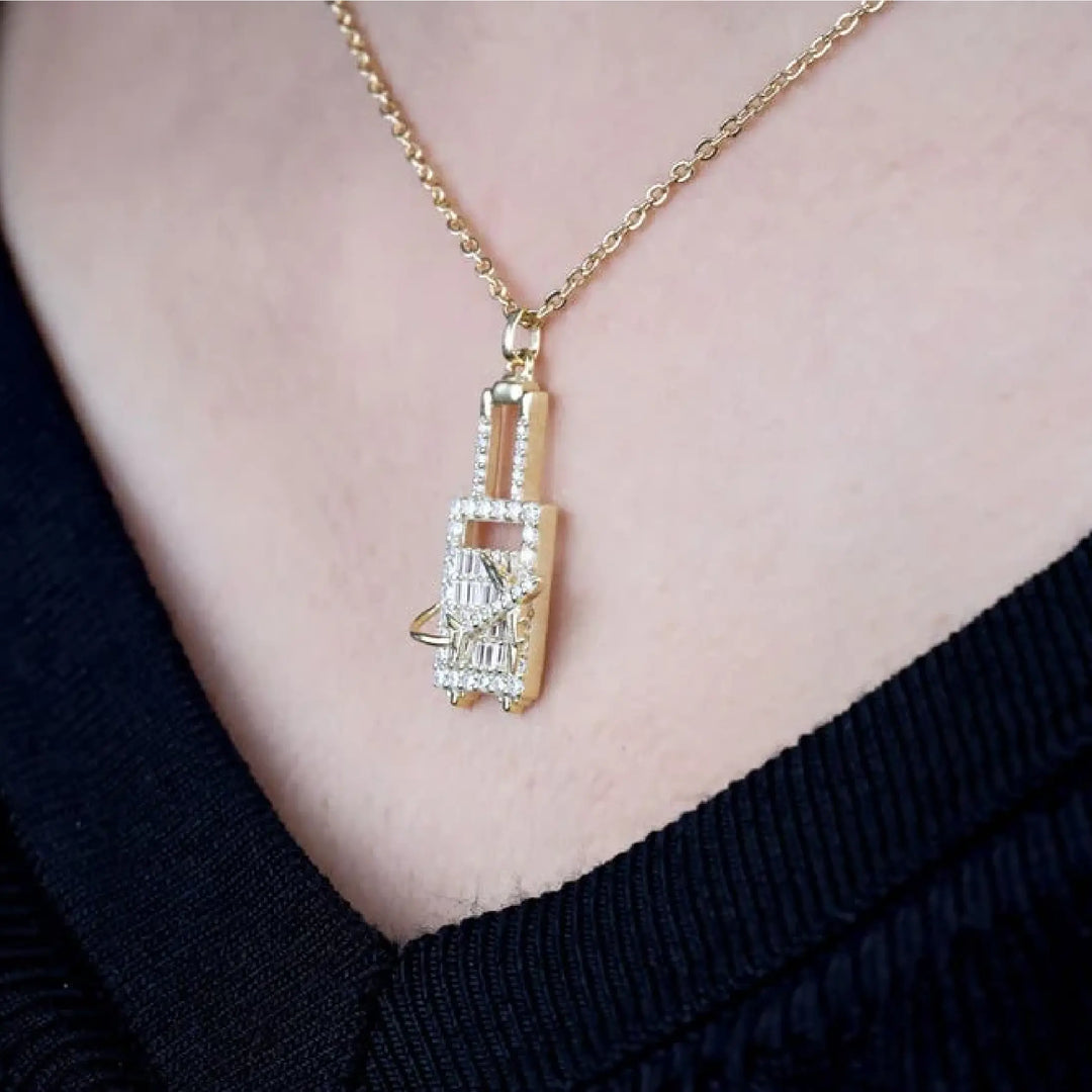 Baguette Round Lab Diamond Pave Set Airplane Pendant | Minimal Carbon