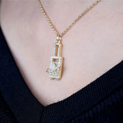 Baguette Round Lab Diamond Pave Set Airplane Pendant | Minimal Carbon