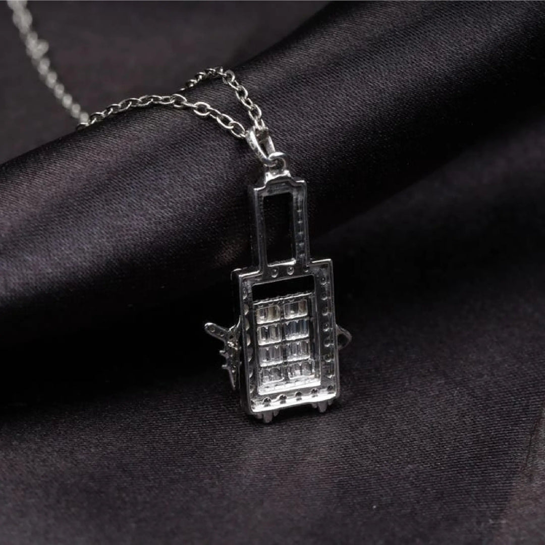 Baguette Round Lab Diamond Pave Set Airplane Pendant | Minimal Carbon