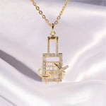 Baguette Round Lab Diamond Pave Set Airplane Pendant | Minimal Carbon