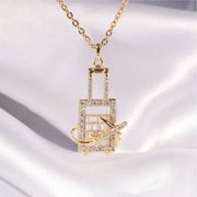 Baguette Round Lab Diamond Pave Set Airplane Pendant | Minimal Carbon