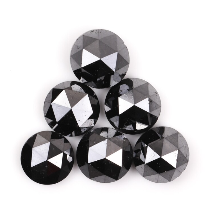 Black Natural Round Rose Cut Earth Mined Diamond
