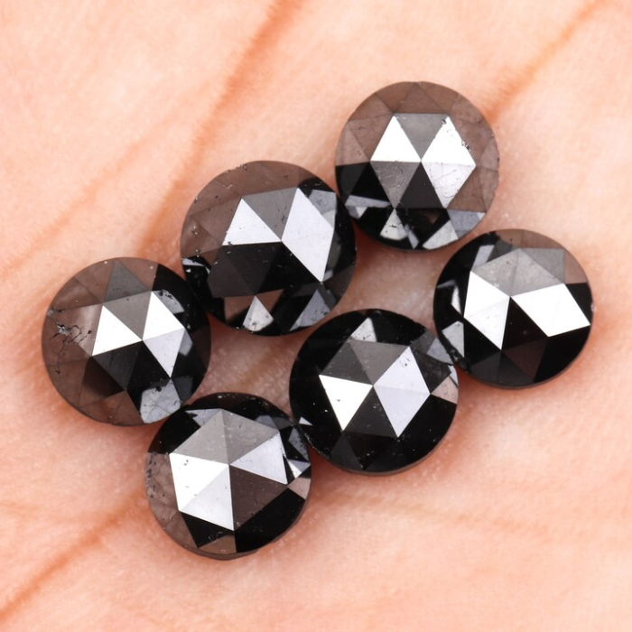 Black Natural Round Rose Cut Earth Mined Diamond