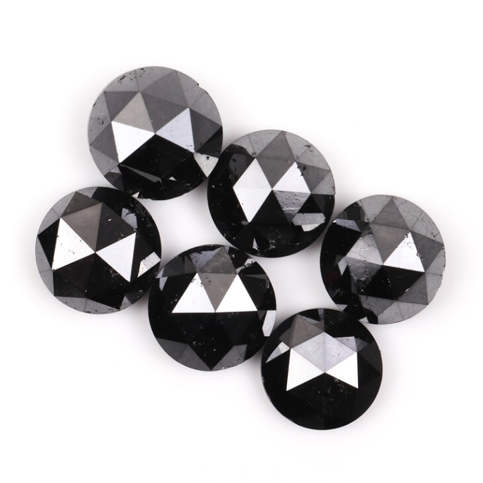 Black Natural Round Rose Cut Earth Mined Diamond