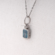 Blue Radiant Cut Lab Grown Diamond Pendant