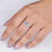 Blue Round Diamond Floral Vintage Ring - Minimal Carbon