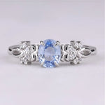 Blue Round Diamond Floral Vintage Ring - Minimal Carbon