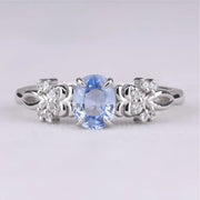 Blue Round Diamond Floral Vintage Ring - Minimal Carbon