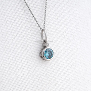 Blue Round Lab Grown Diamond Bezel Set Pendant