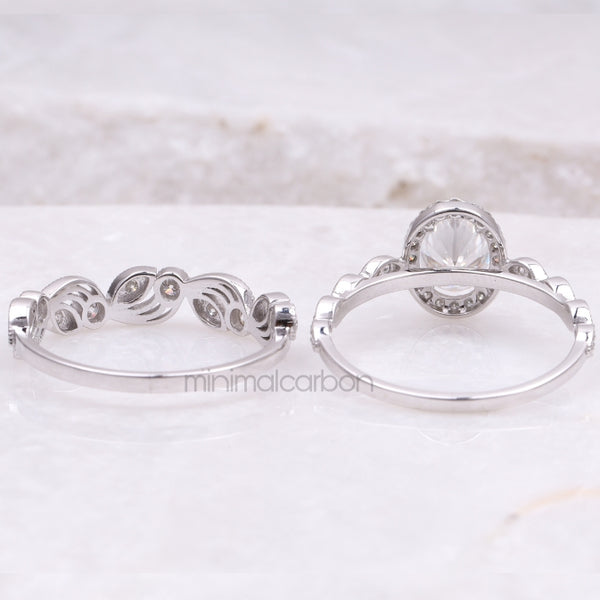 Oval Diamond Engagement Ring Set Bridal Ring Set