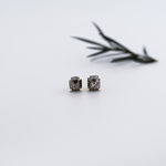 Brown Cushion Diamond Solitaire Stud