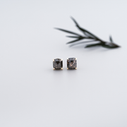 Brown Cushion Diamond Solitaire Stud