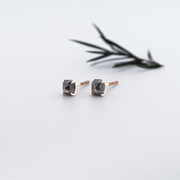 Brown Cushion Diamond Solitaire Stud