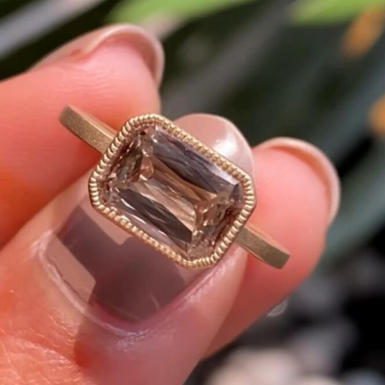 Satin Matte Finish Ring-Champagne Cushion Cut Ring