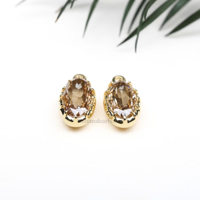 Champagne Oval Lab Grown Diamond Earrings