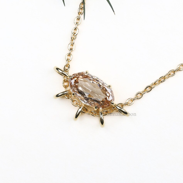 Champagne Oval Lab Grown Diamond Pendant