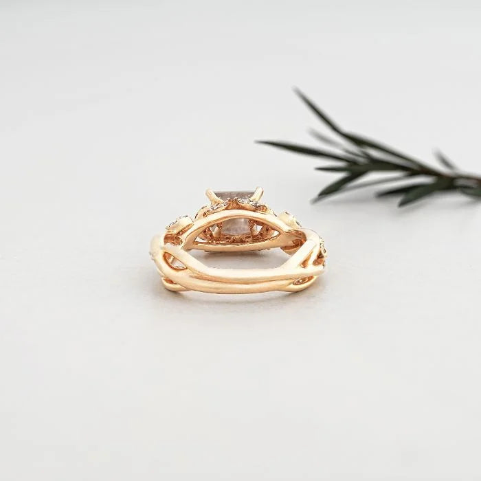 Chic Princess Cut Salt & Pepper Diamond Twig Ring