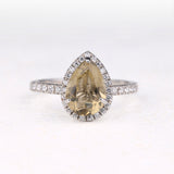 Zultanite Pear Halo Engagement Ring – Wedding Ring for Women - Minimal Carbon