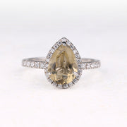 Zultanite Pear Halo Engagement Ring – Wedding Ring for Women - Minimal Carbon