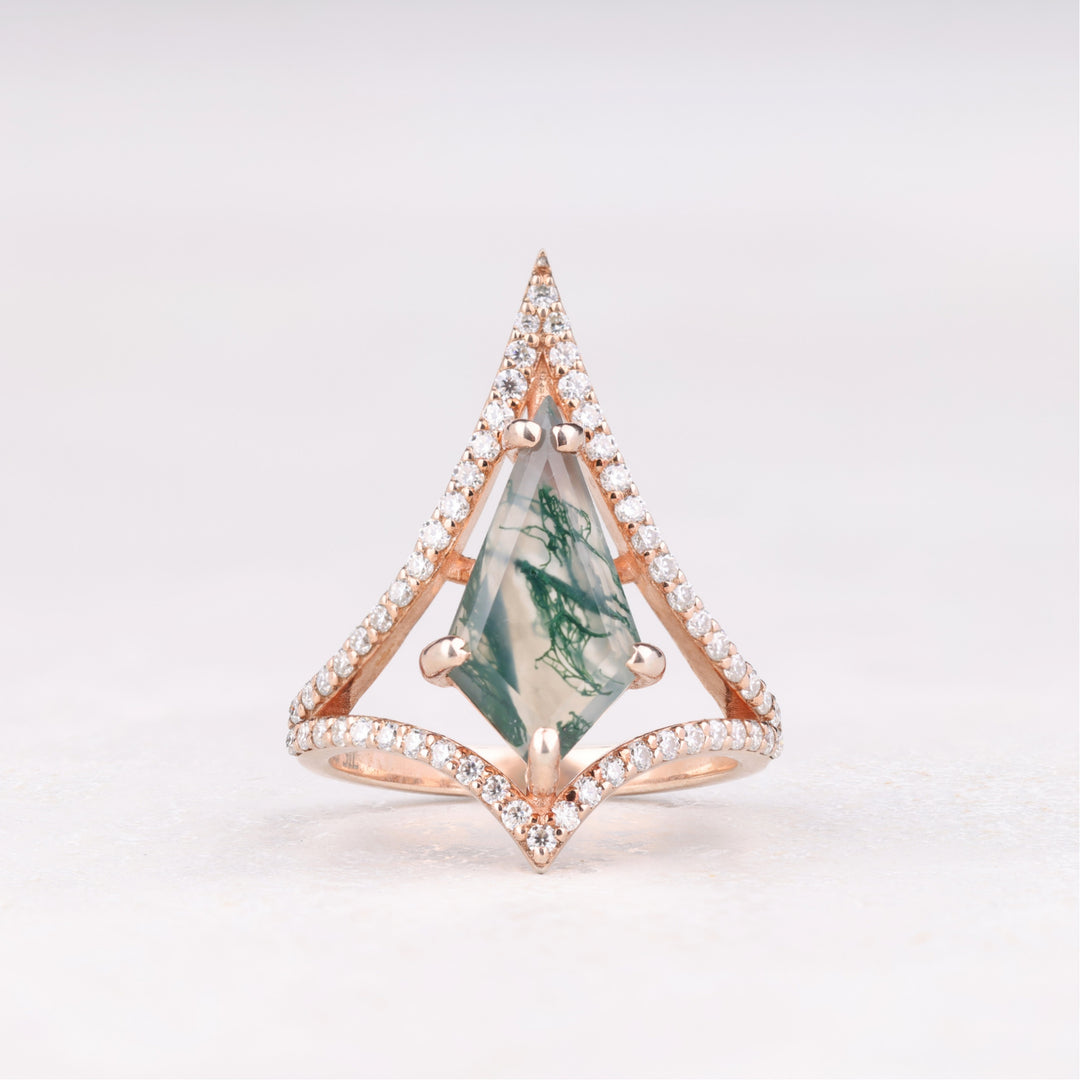 Kite Cut Moissanite Salt And Pepper Diamond Anniversary Ring