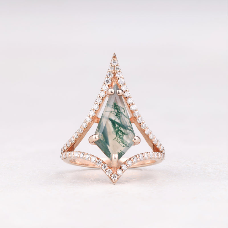 Kite Cut Moissanite Salt And Pepper Diamond Anniversary Ring