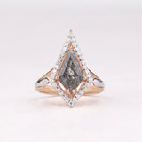 Kite Rutilated Quartz Engagement Ring Halo Ring