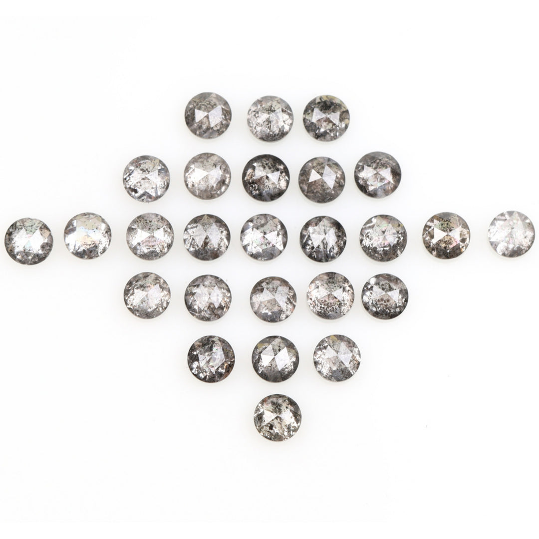 1 CT - 2.5 MM - Salt And Pepper Round Rose Cut Diamond - Minimal Carbon