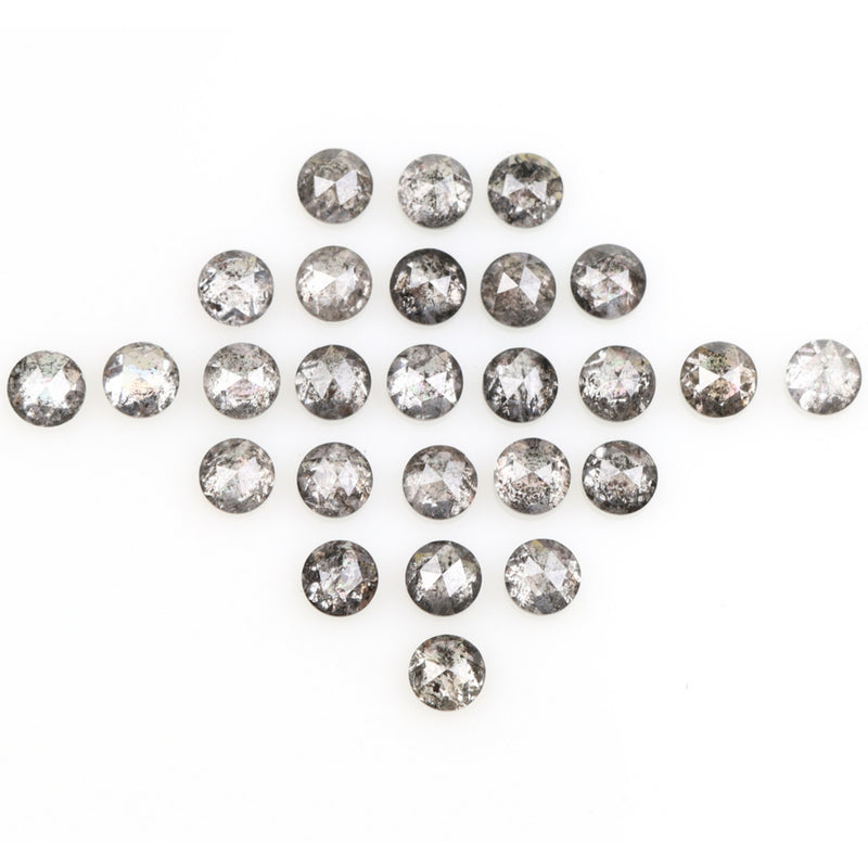 1 CT - 2.5 MM - Salt And Pepper Round Rose Cut Diamond - Minimal Carbon