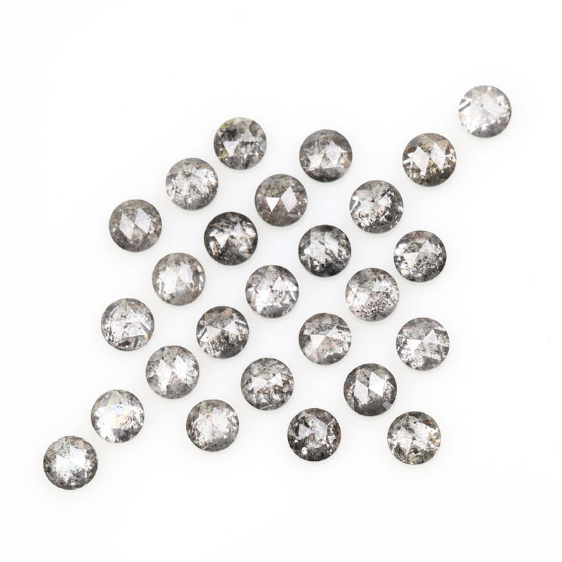 1 CT - 2.5 MM - Salt And Pepper Round Rose Cut Diamond - Minimal Carbon