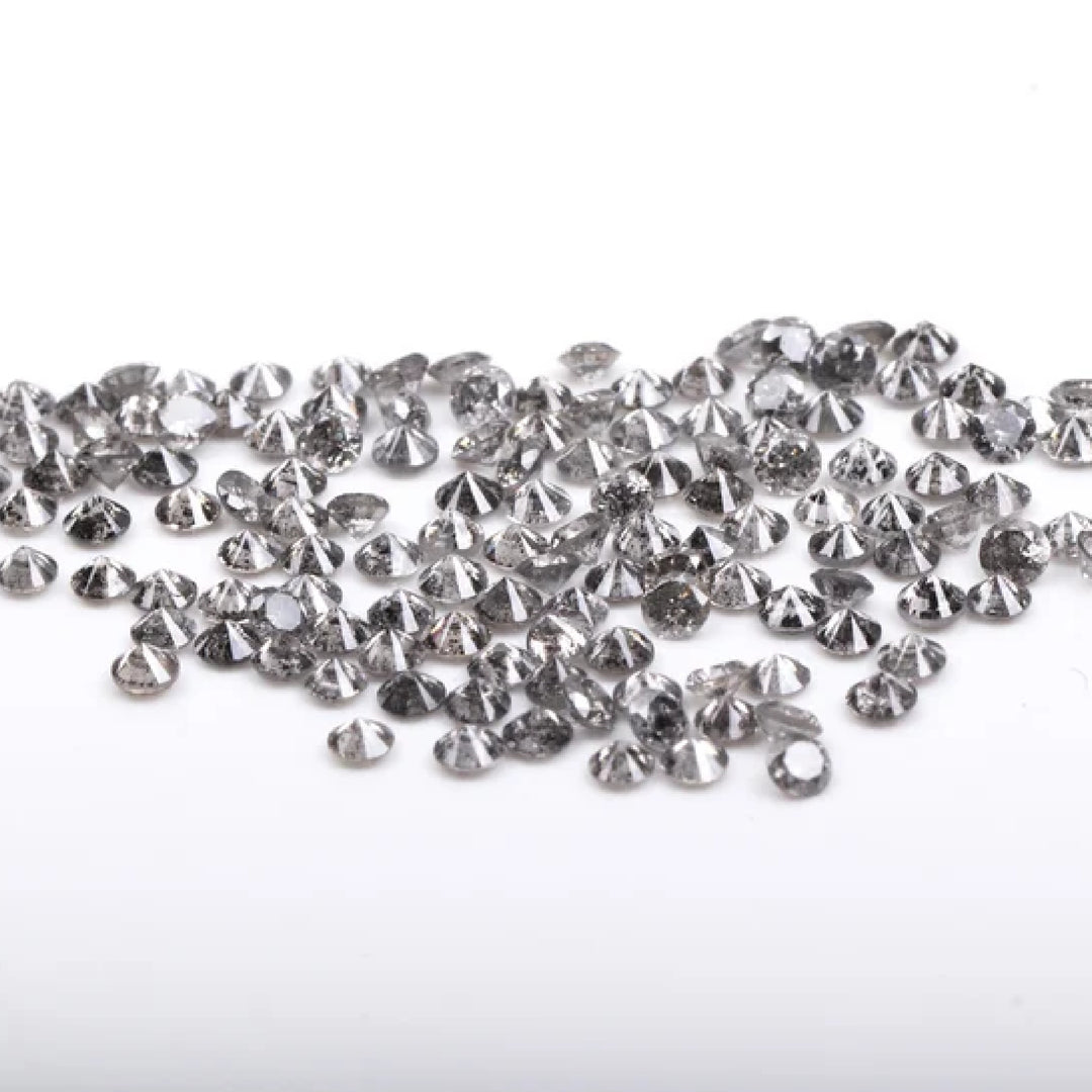 0.8 To 1.0 MM - Salt And Pepper Round Brilliant Cut Diamond - Minimal Carbon