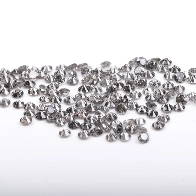 0.8 To 1.0 MM - Salt And Pepper Round Brilliant Cut Diamond - Minimal Carbon