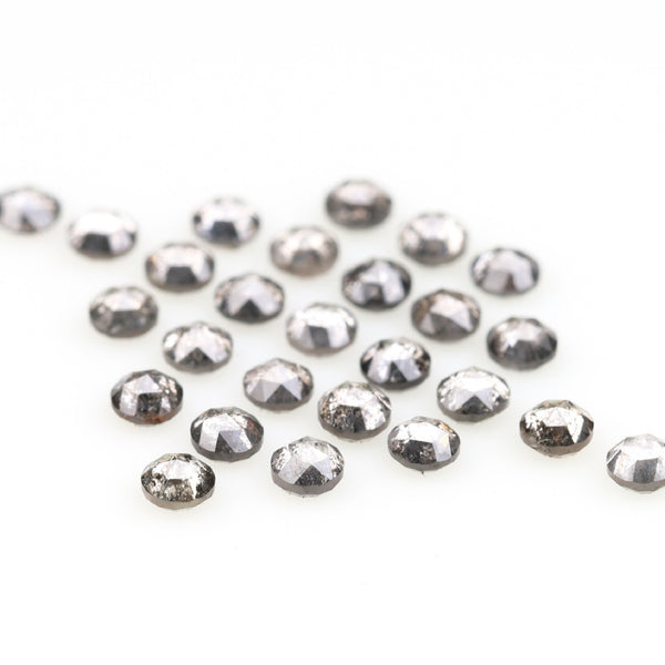 1 CT - 2.5 MM - Salt And Pepper Round Rose Cut Diamond - Minimal Carbon