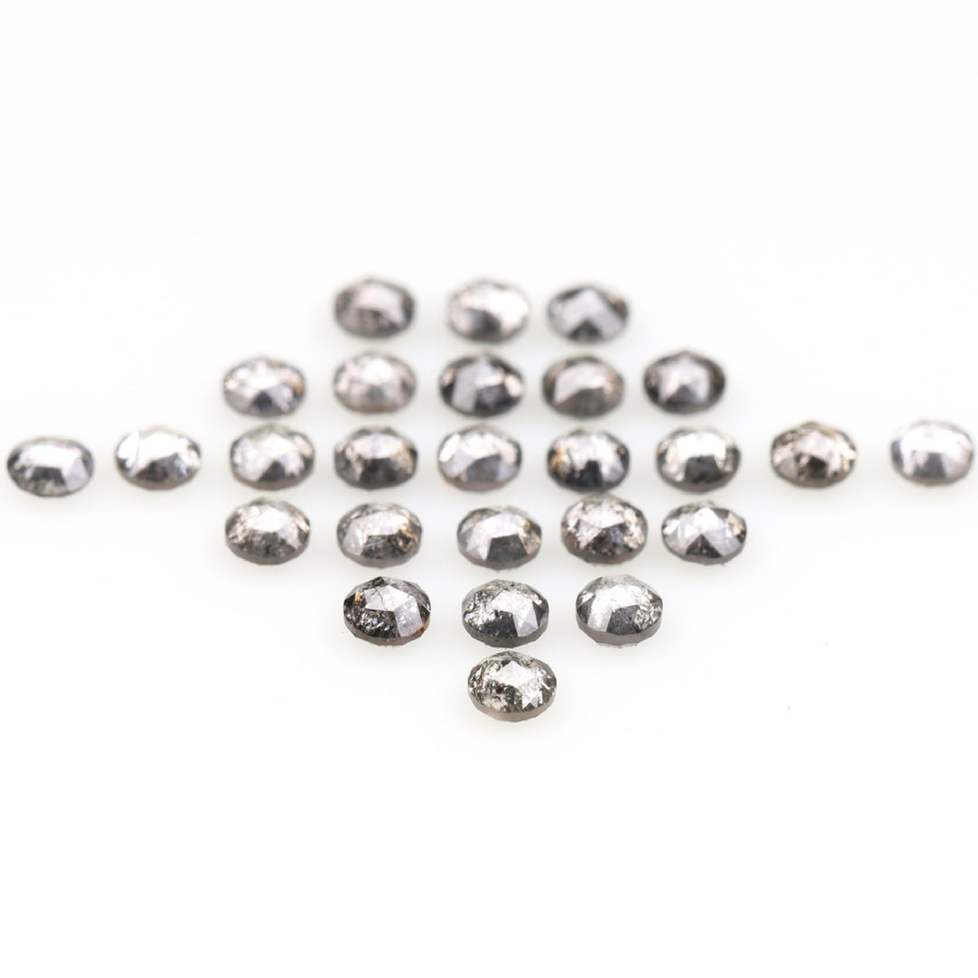 1 CT - 2.5 MM - Salt And Pepper Round Rose Cut Diamond - Minimal Carbon
