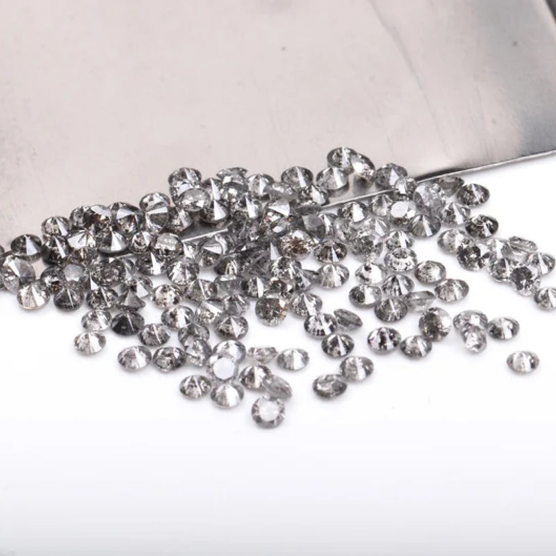 0.8 To 1.0 MM - Salt And Pepper Round Brilliant Cut Diamond - Minimal Carbon