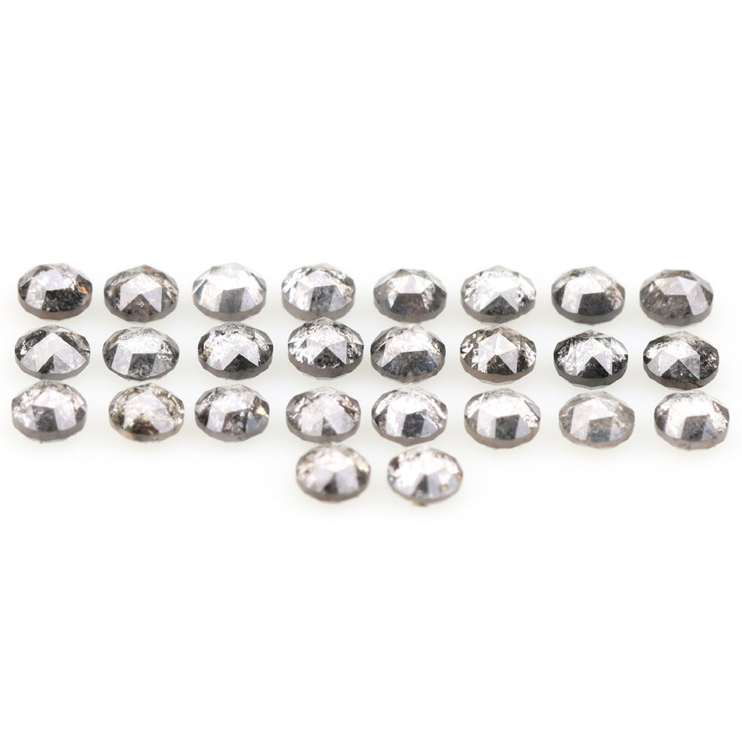 1 CT - 2.5 MM - Salt And Pepper Round Rose Cut Diamond - Minimal Carbon