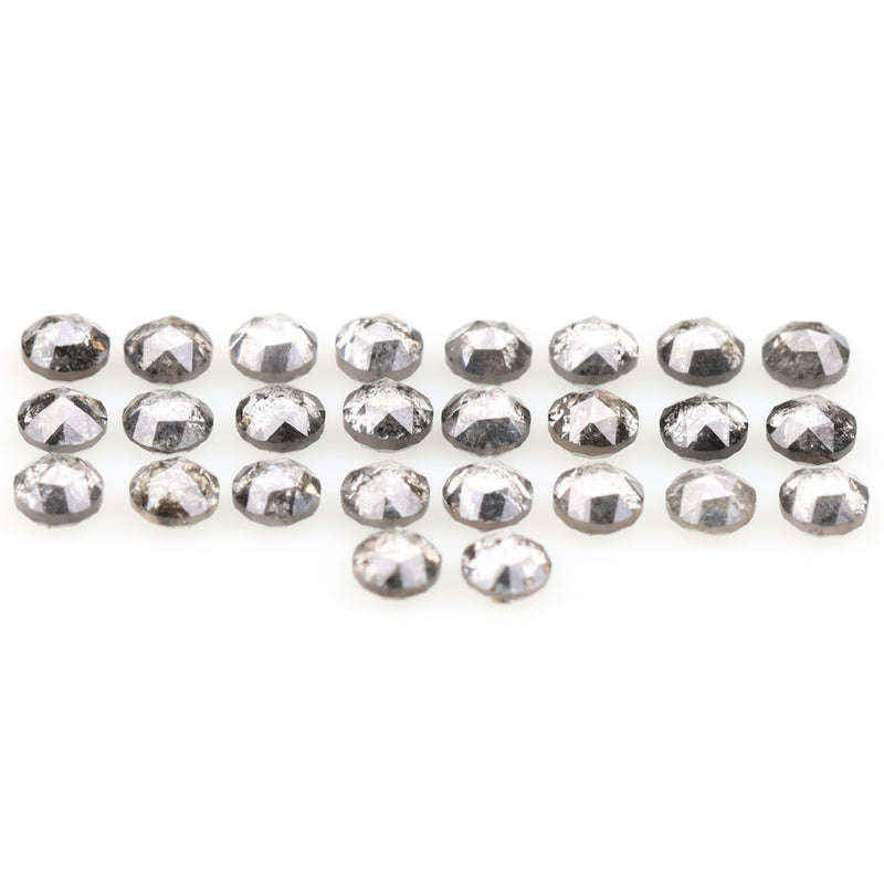 1 CT - 2.5 MM - Salt And Pepper Round Rose Cut Diamond - Minimal Carbon