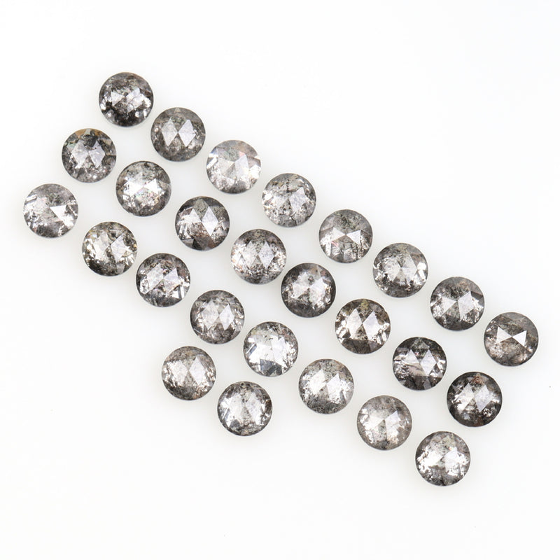 1 CT - 2.5 MM - Salt And Pepper Round Rose Cut Diamond - Minimal Carbon