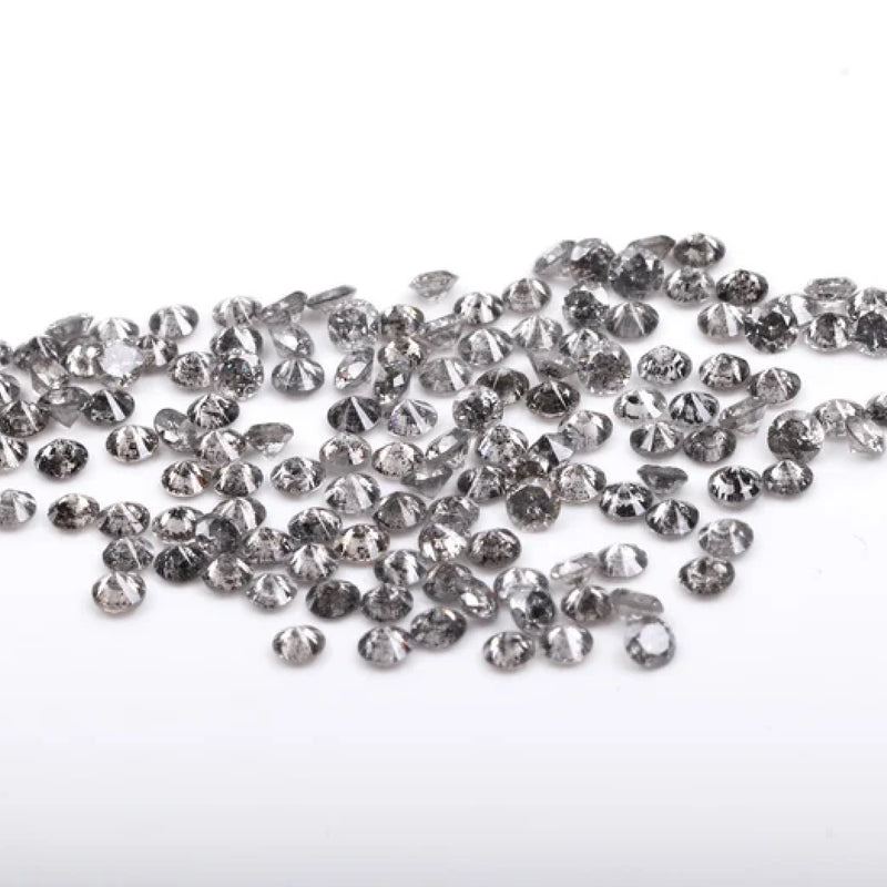 0.8 To 1.0 MM - Salt And Pepper Round Brilliant Cut Diamond - Minimal Carbon