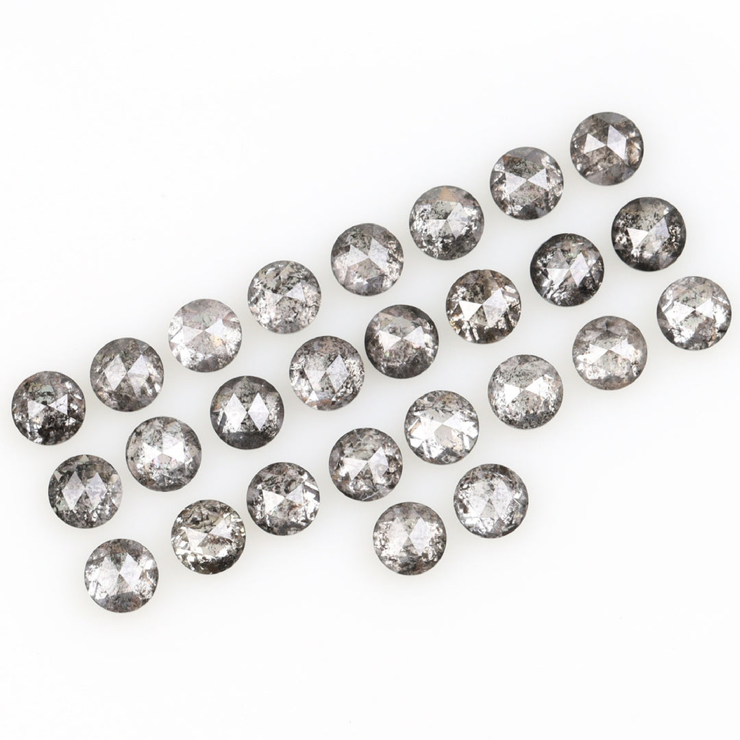 1 CT - 2.5 MM - Salt And Pepper Round Rose Cut Diamond - Minimal Carbon