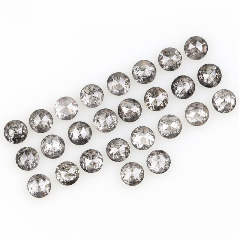 1 CT - 2.5 MM - Salt And Pepper Round Rose Cut Diamond - Minimal Carbon