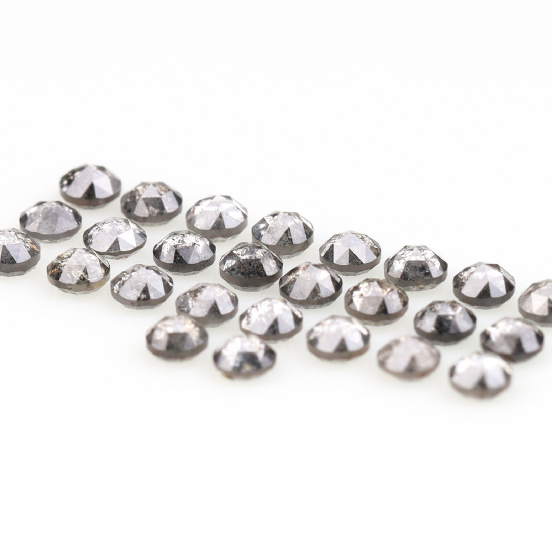 1 CT - 2.5 MM - Salt And Pepper Round Rose Cut Diamond - Minimal Carbon