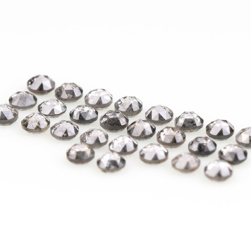 1 CT - 2.5 MM - Salt And Pepper Round Rose Cut Diamond - Minimal Carbon