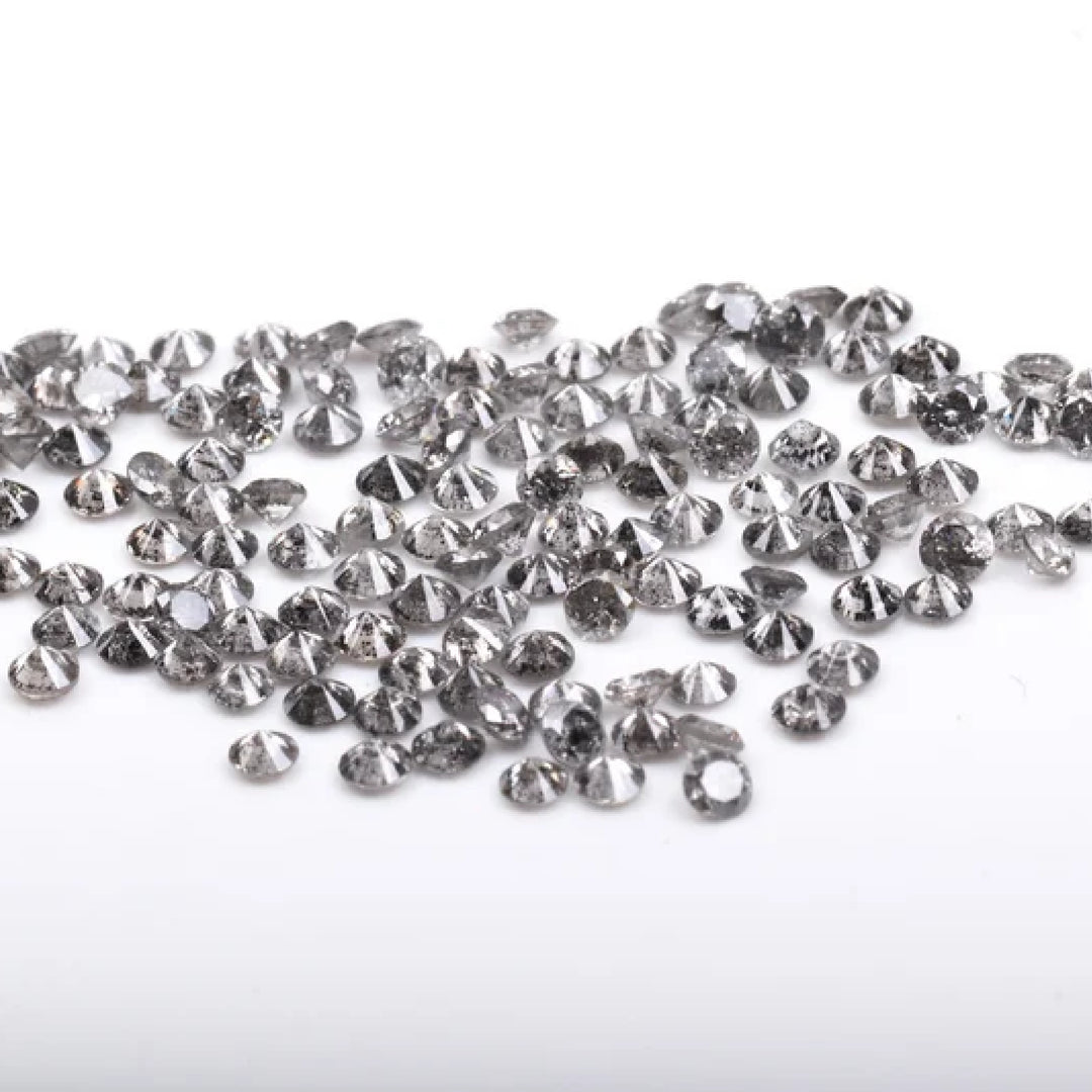 0.8 To 1.0 MM - Salt And Pepper Round Brilliant Cut Diamond - Minimal Carbon