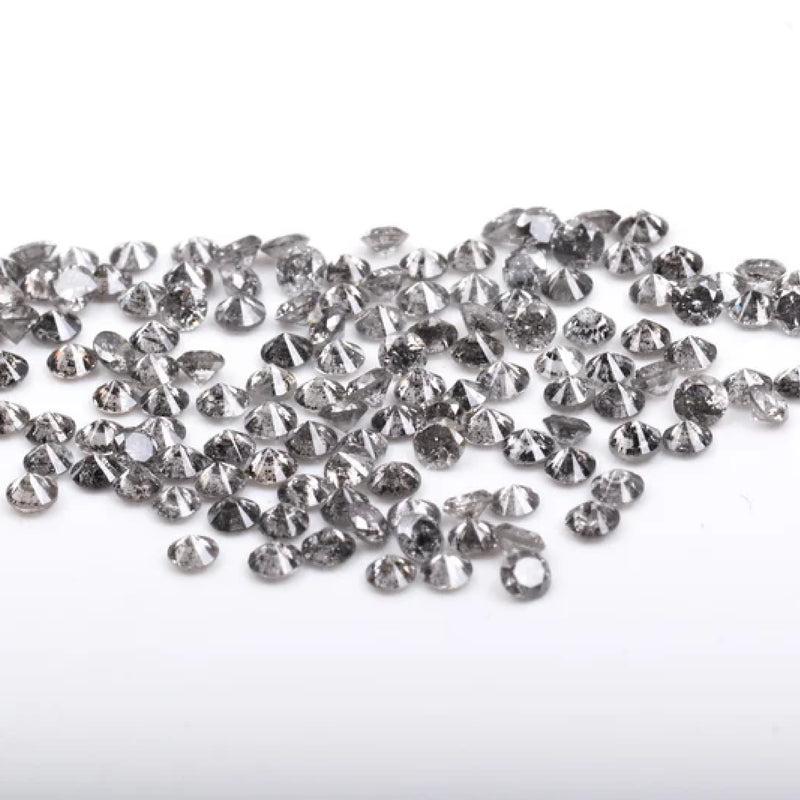 0.8 To 1.0 MM - Salt And Pepper Round Brilliant Cut Diamond - Minimal Carbon