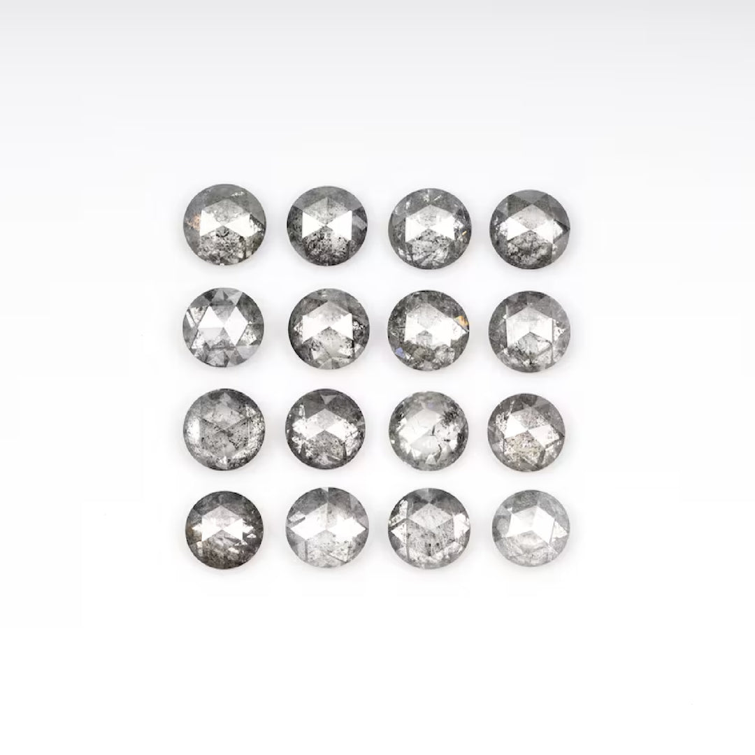 1 CT - 3.5 MM - Salt And Pepper Round Rose Cut Diamond - Minimal Carbon