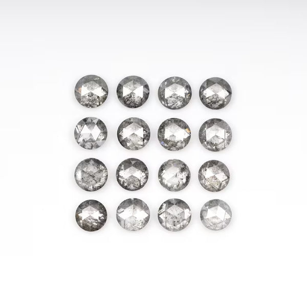 1 CT - 3.5 MM - Salt And Pepper Round Rose Cut Diamond - Minimal Carbon