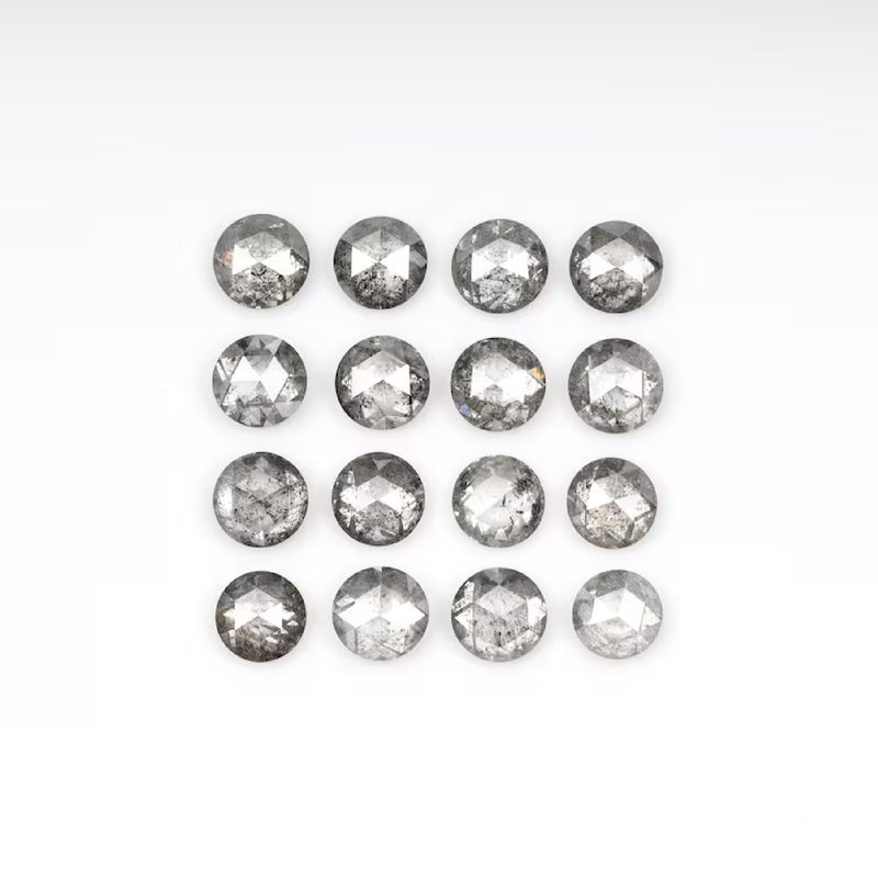 1 CT - 3.5 MM - Salt And Pepper Round Rose Cut Diamond - Minimal Carbon