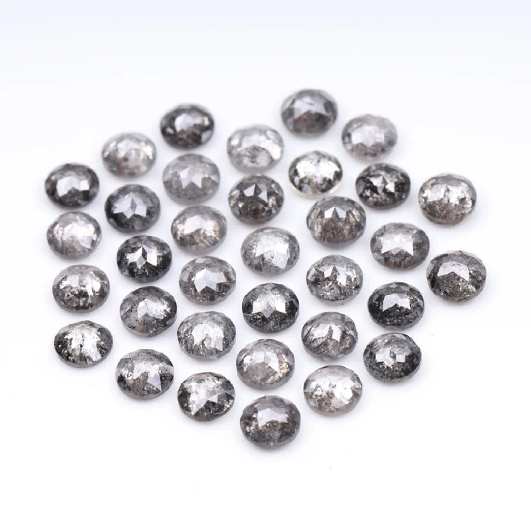 1 CT - 3.0 MM - Salt And Pepper Tambuli cut Round Rose Cut Diamond
